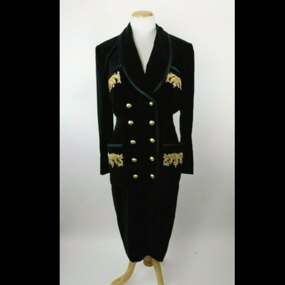 Escada Dresses & Skirts - ESCADA Vintage Velvet Gold Double Breasted Dress